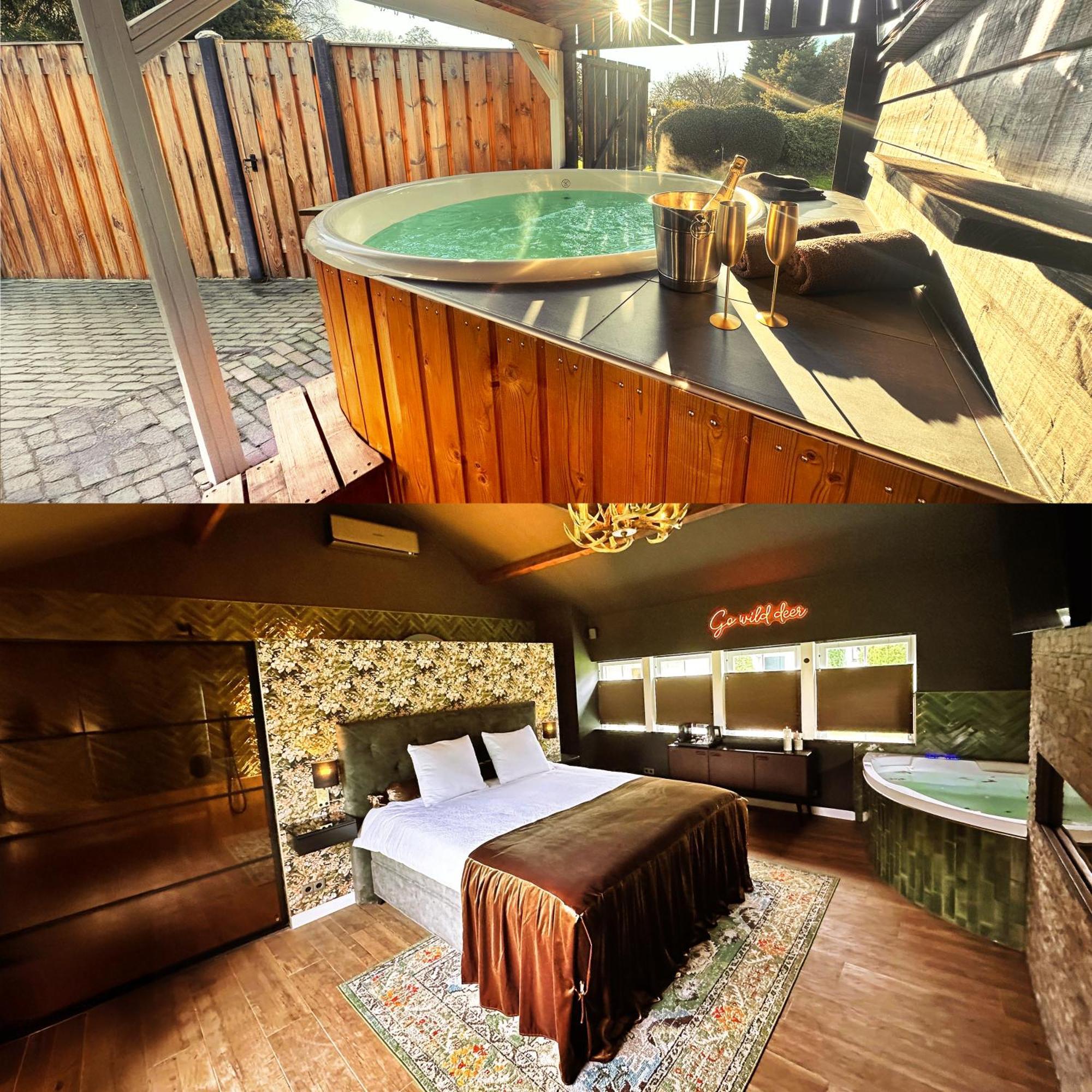 Wellness Tuin - Ultieme Partner Beleving - St Hubertus Suite Met Jacuzzi ,Openhaard, Prive Hottub En Prive Sauna In Jachthut Stijl Horst Εξωτερικό φωτογραφία